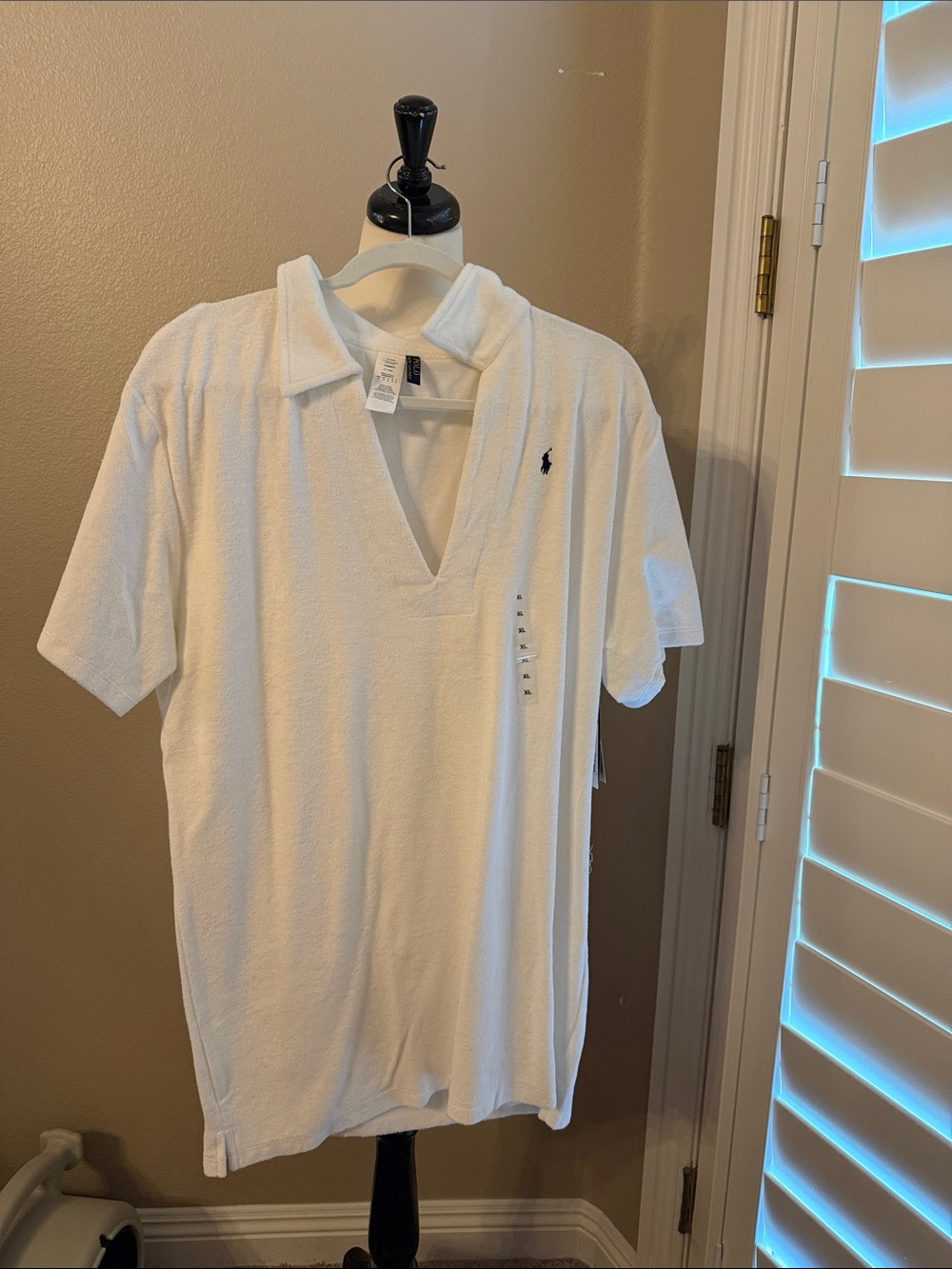Polo by Ralph Lauren White Terry V-Neck Short-Sleeve Polo dress